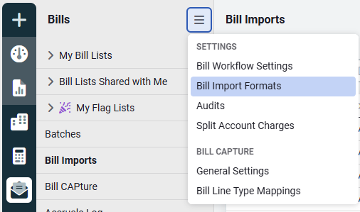 bills module menu