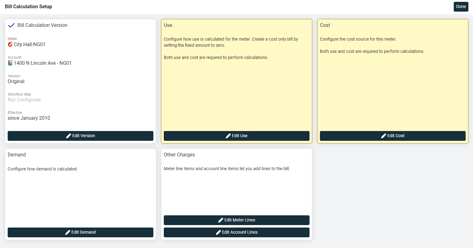 bill calculation setup