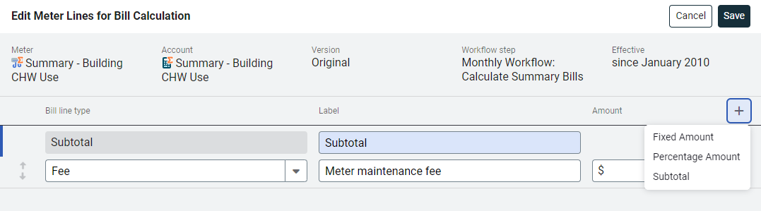 add other charges drop-down