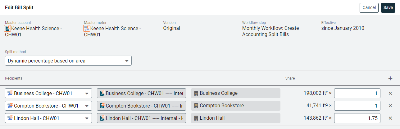 edit bill split form