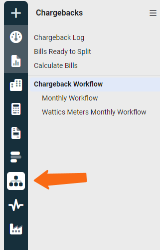 Module menu with chargebacks highlighted