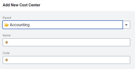 add new cost center form