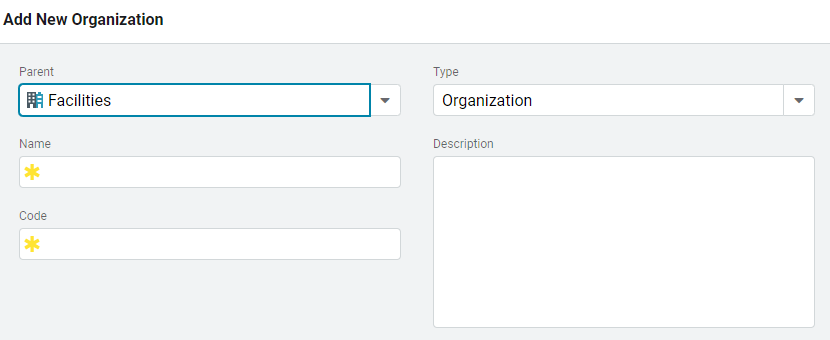 add new organization form