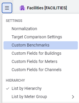 buildings and meters module menu