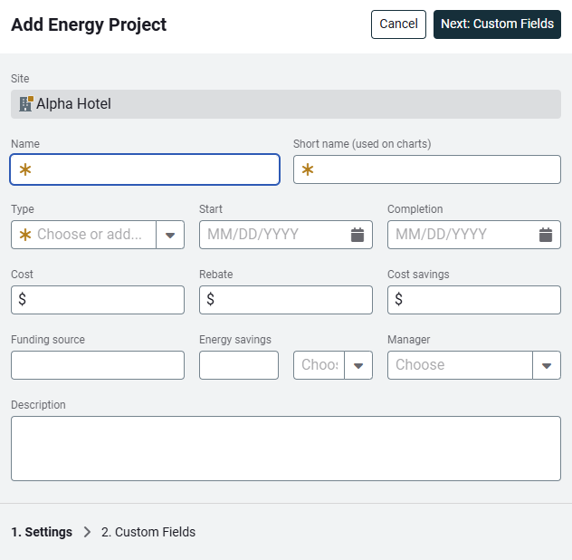 add energy project form