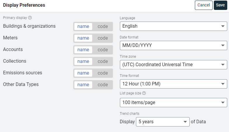 display preferences form